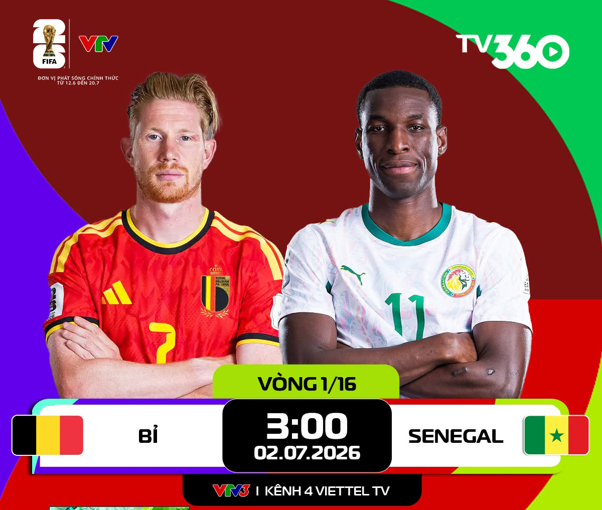Link xem trực tiếp Bỉ và Senegal (vòng 1/16 World Cup 2026)

